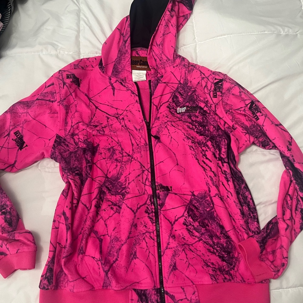 Pink Camouflage Zip-Up Hoodie